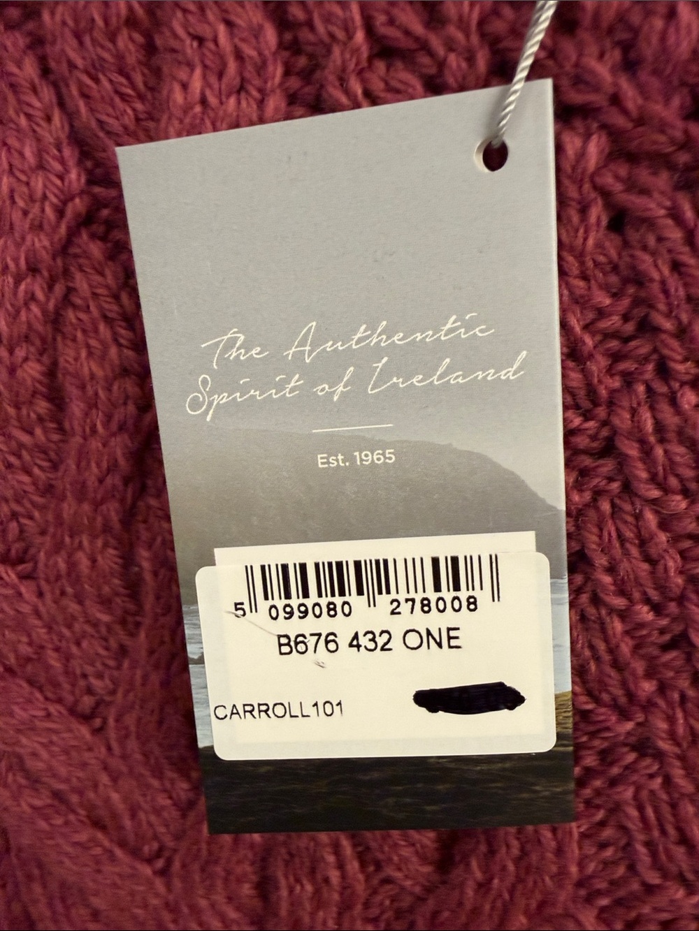 Aran Raspberry Cable-Knit Poncho Sweater - Picture 3 of 4